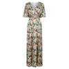 Yellow Hibiscus Floral Print Waterfall Sleeve Maxi Dress