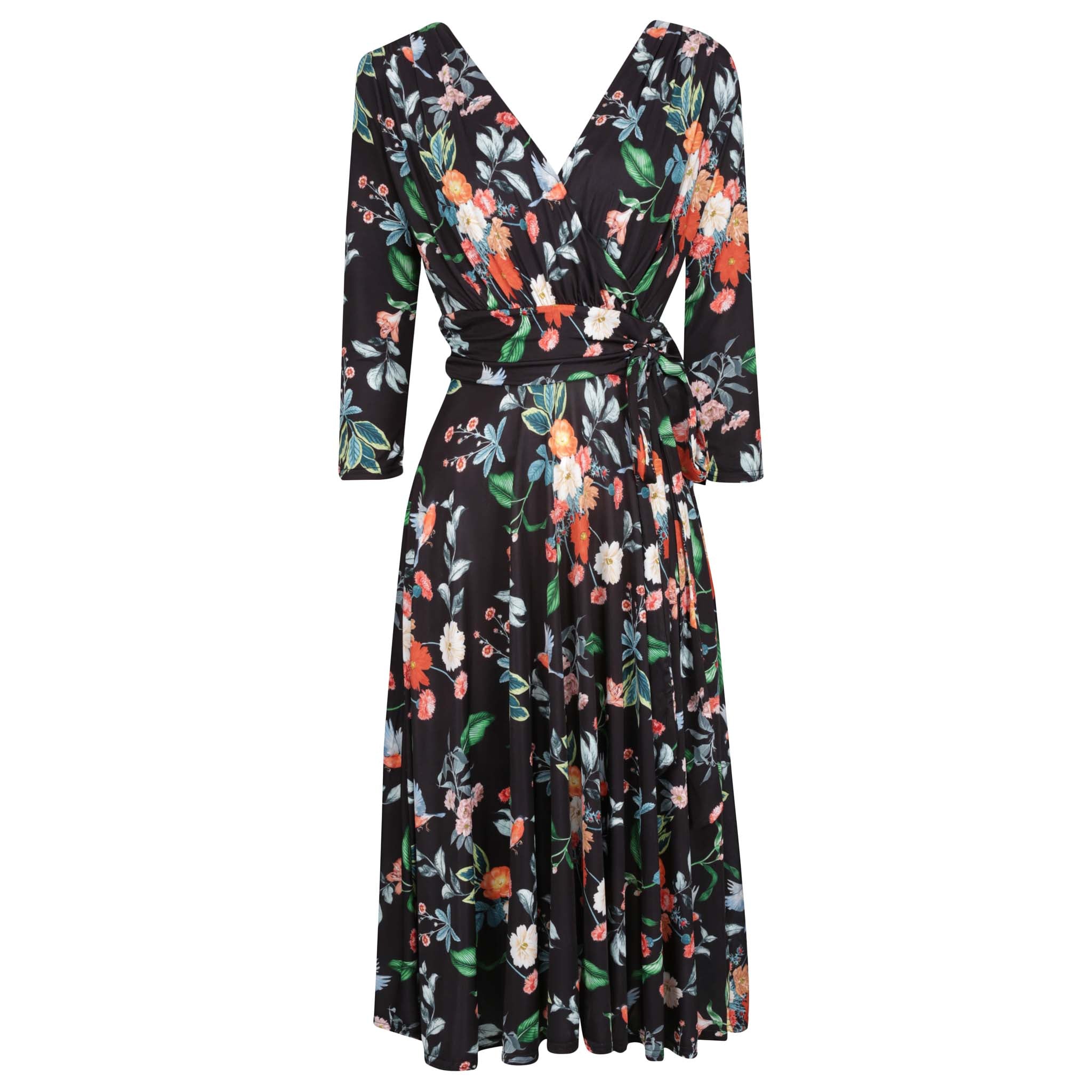 Black floral 2024 tea dress