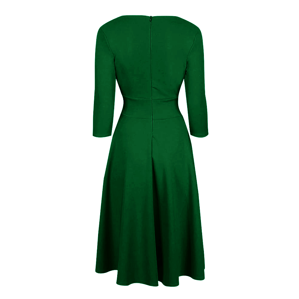 Emerald Green Vintage A Line Crossover 3/4 Sleeve Tea Swing Dress Pretty Kitty Fashion Emerald Green Vintage A Line Crossover 3/4 Sleeve Tea Swing Dress Pretty Kitty Fashion