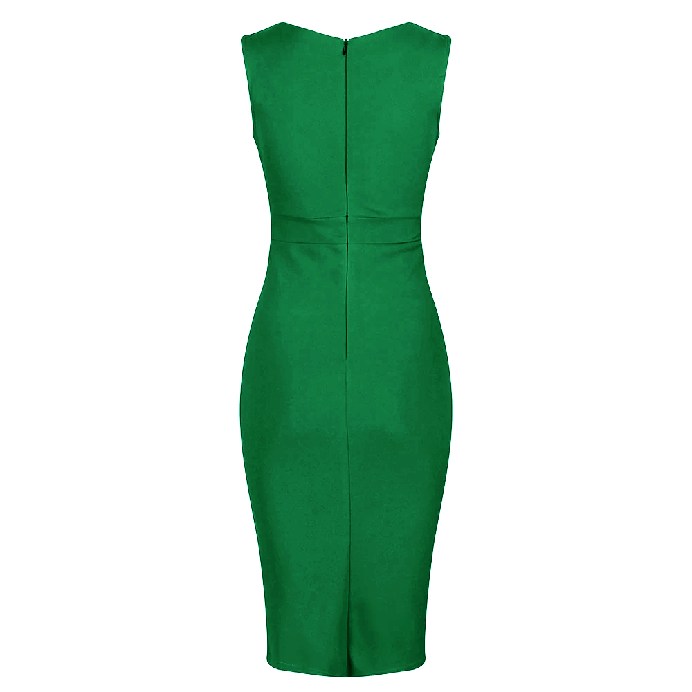 Emerald Green Sleeveless Crossover Top Bodycon Midi Dress