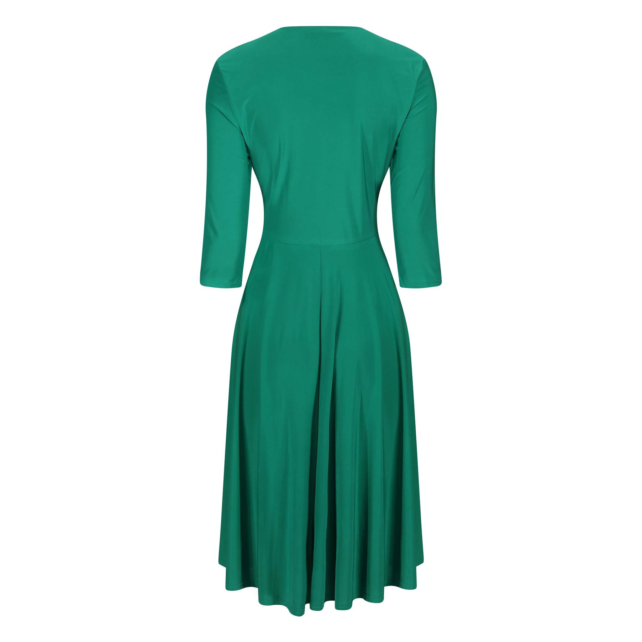 Emerald Green Crossover 3/4 Sleeve Rockabilly 50s Swing Dress – Pretty ...