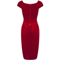 Vintage 1940s Red Velour Crossover Wiggle Dress - Pretty Kitty Fashion