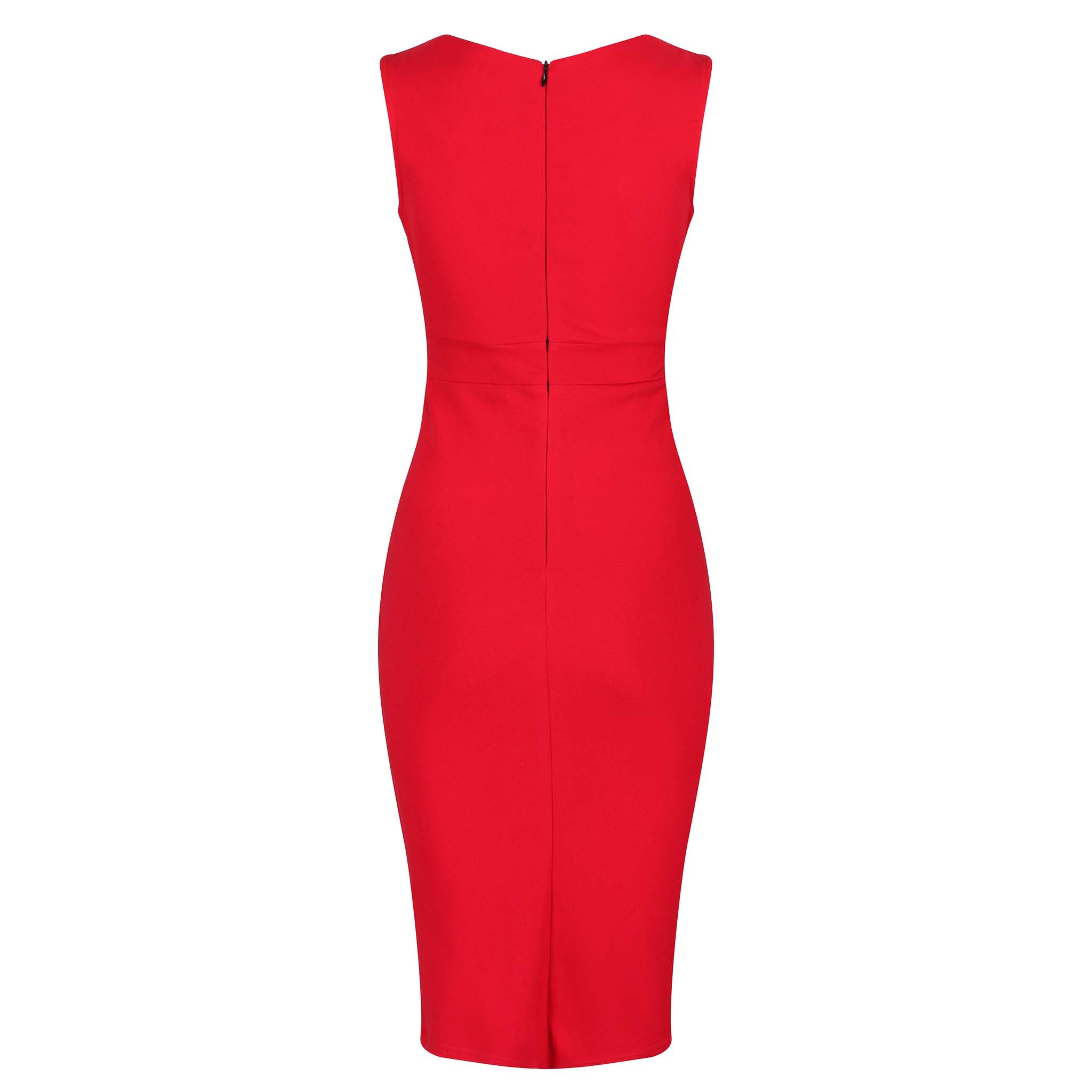 Red Sleeveless Crossover Top Bodycon Midi Dress