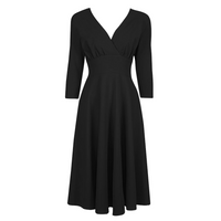 Black Vintage A Line Crossover 3/4 Sleeve Tea Swing Dress – Pretty ...