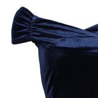 Navy Blue Velour Cap Sleeve Crossover Top Bardot Wiggle Dress - Pretty Kitty Fashion