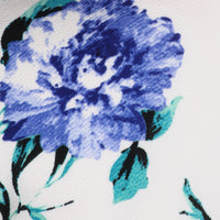 Vintage White and Blue Floral Print Bodycon Pencil Dress - Pretty Kitty Fashion