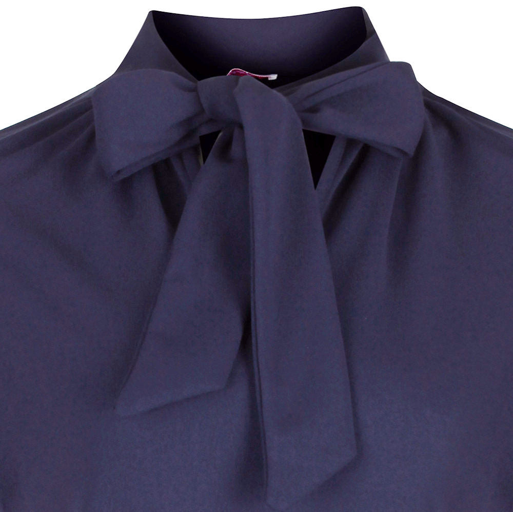 Navy Blue Puff Sleeve Tie Bodycon Pencil Dress - Pretty Kitty Fashion