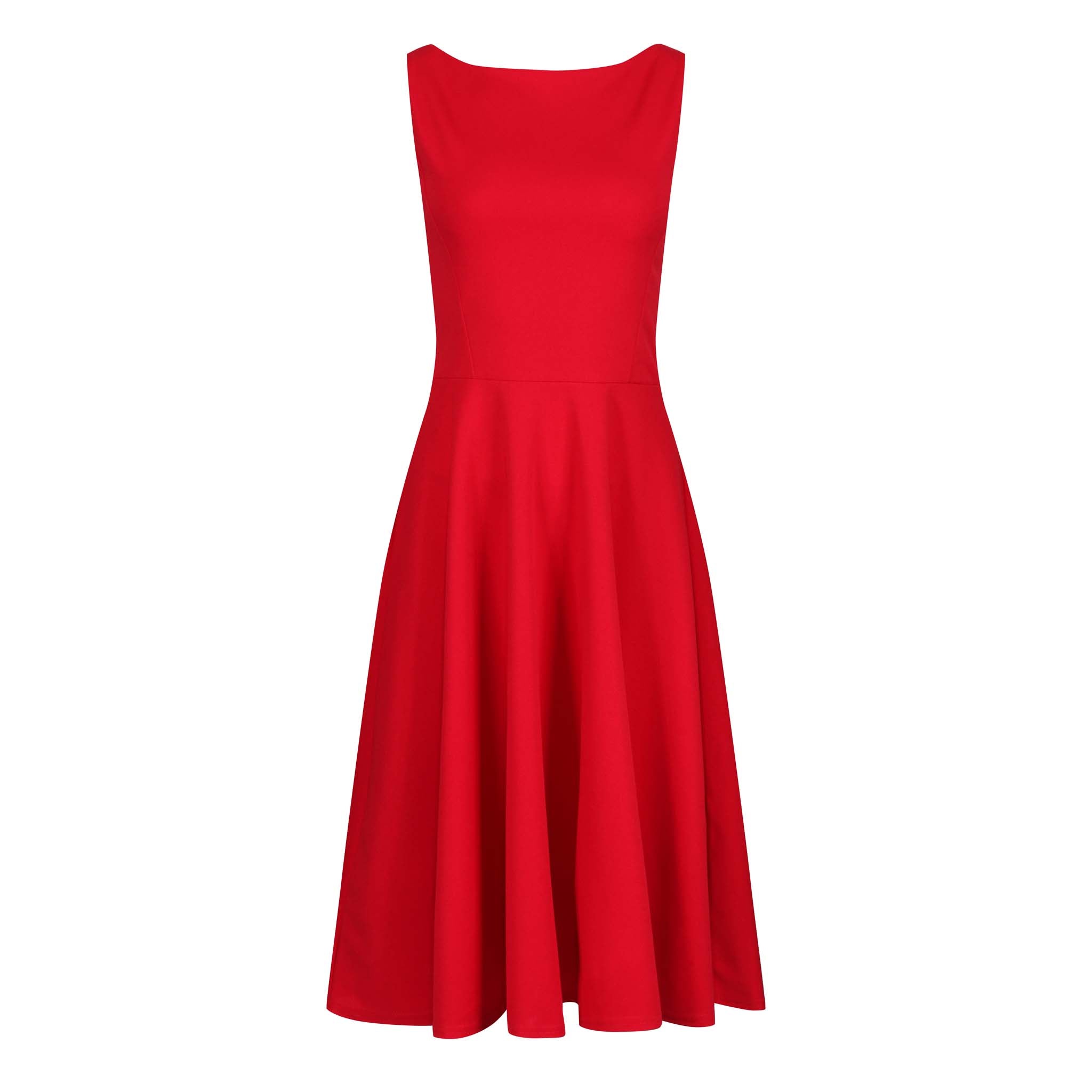 Red Audrey Style 1950s Swing Dress
