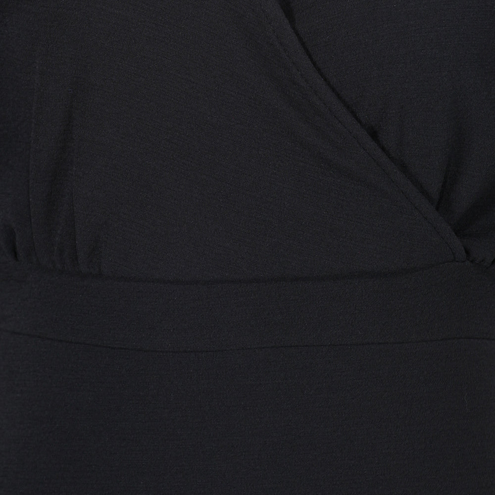 Black 1/2 Sleeve 40s Pin-up Wrap Pencil Wiggle Dress - Pretty Kitty Fashion