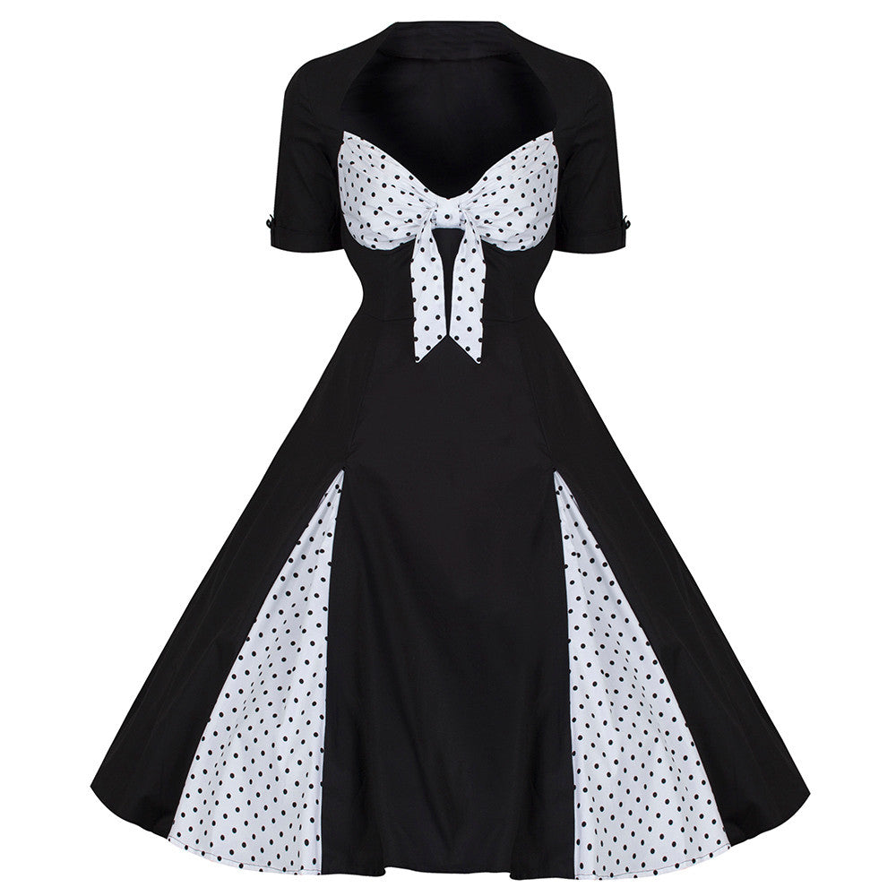 Black and White Polka Dot Retro 50s Rockabilly Dress - Pretty Kitty Fashion