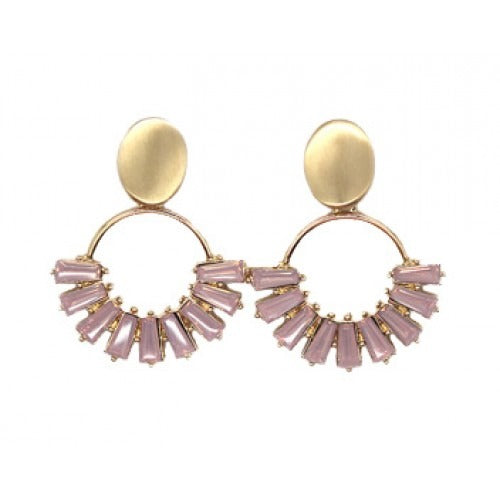 Gold And Pink Brushed Metal Drop Earrings