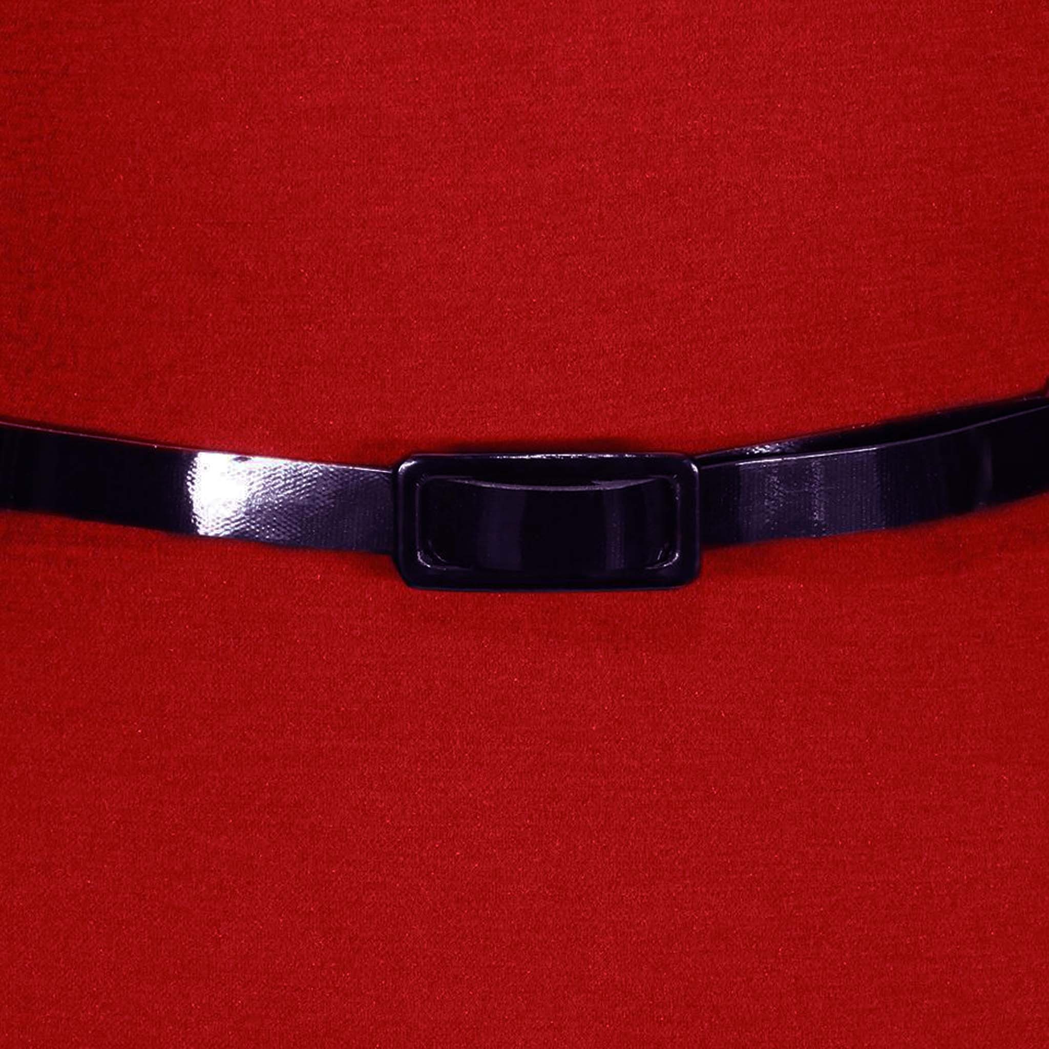 Red Wide V Neck 3/4 Sleeve Vintage Style Belted Pencil Dress