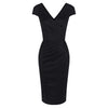 Black Capped Sleeve Bodycon Pencil Wiggle Dress