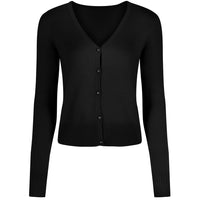 Black Stretch V Neck Button Through Cardigan - Pretty Kitty Fashion