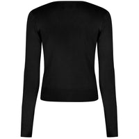 Black Stretch V Neck Button Through Cardigan - Pretty Kitty Fashion