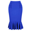 Royal Blue Peplum Fishtail Stretch Pencil Bodycon Skirt