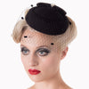 Black Vintage Retro Pillbox Hat Fascinator - Pretty Kitty Fashion
