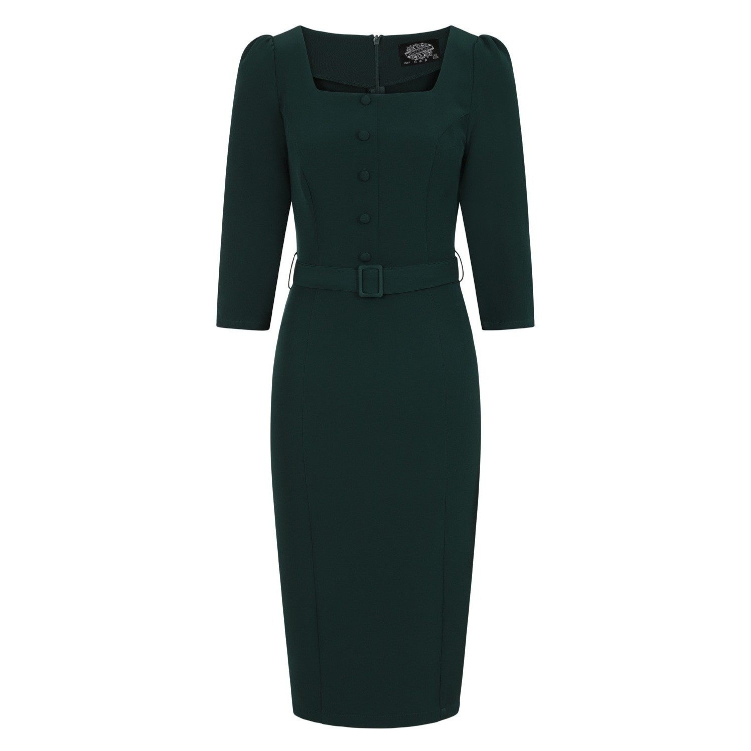 Classic Green Belted 50s Wiggle Pencil Dress