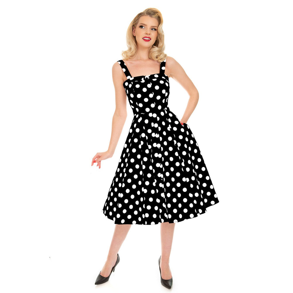 old fashioned polka dot dress Beige 1960s Polka Dot Square Neck Puff Dress
