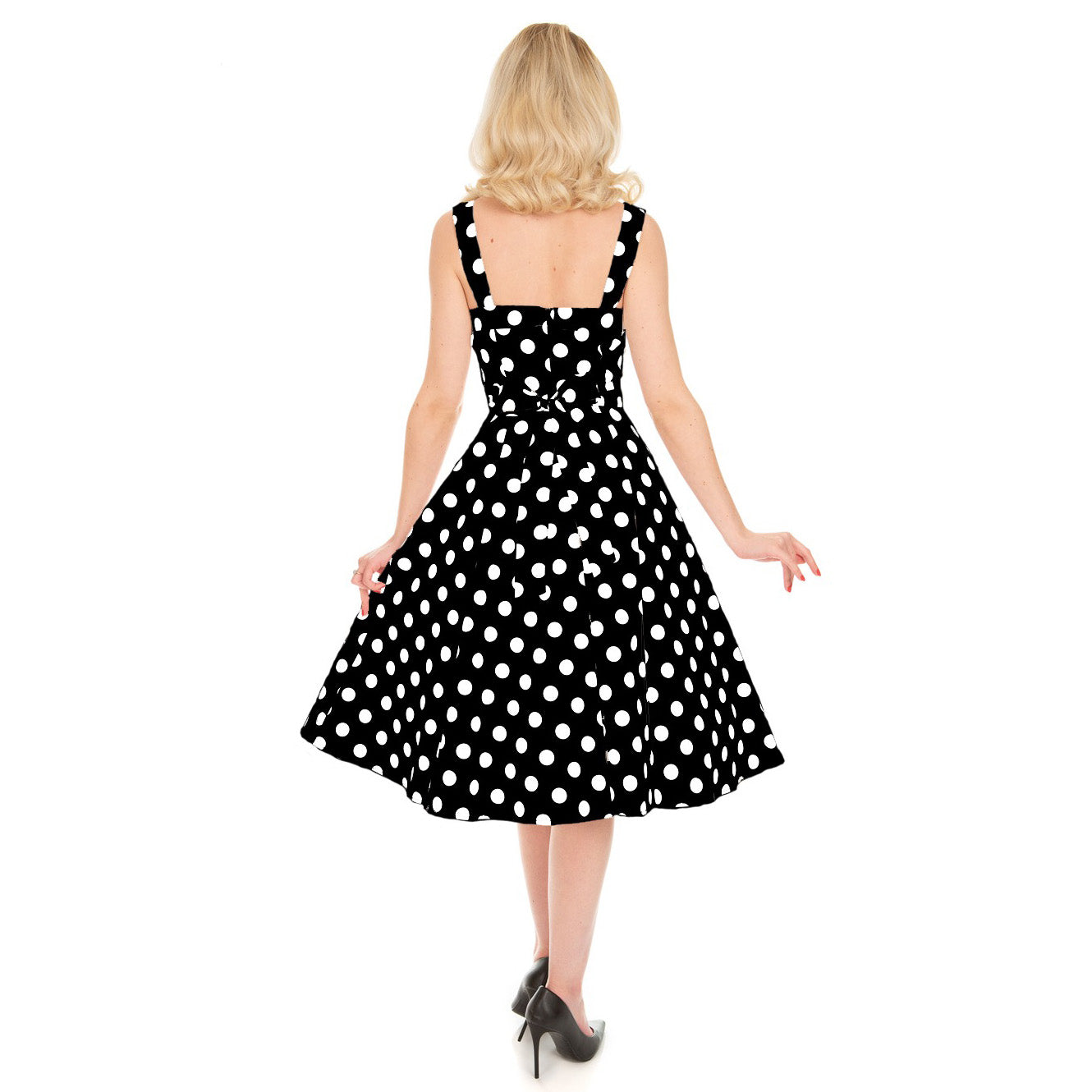 Black And White Polka Dot Rockabilly 50s Swing Dress