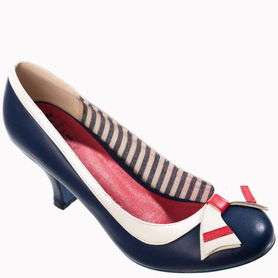 Vintage Nautical Navy And Cream Court Shoes