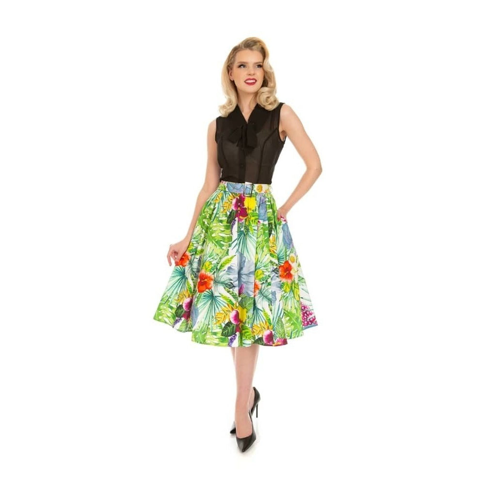 Tropical Floral Rockabilly Swing Skirt