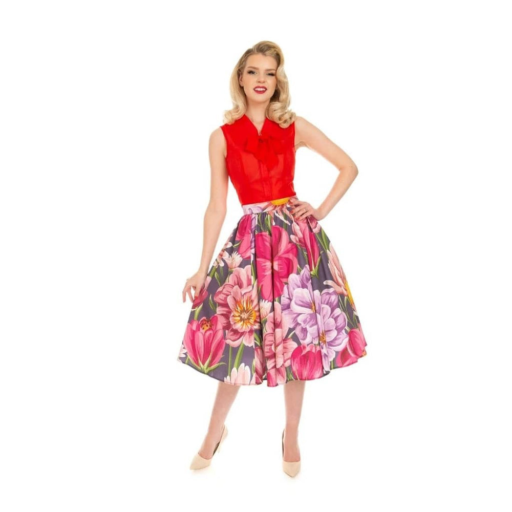 Multi Floral Rockabilly Swing Skirt