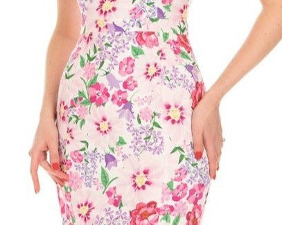 Pink Floral 1940s Vintage Wiggle Pencil Dress