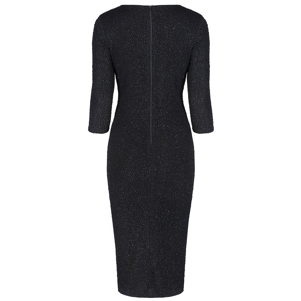 Black Bodycon Glitz Wiggle Dress - Pretty Kitty Fashion