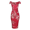 Red Floral Print Cap Sleeve Crossover Top Bardot Wiggle Dress