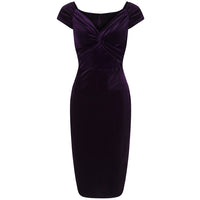 Vintage 1940s Purple Velour Crossover Wiggle Dress - Pretty Kitty Fashion