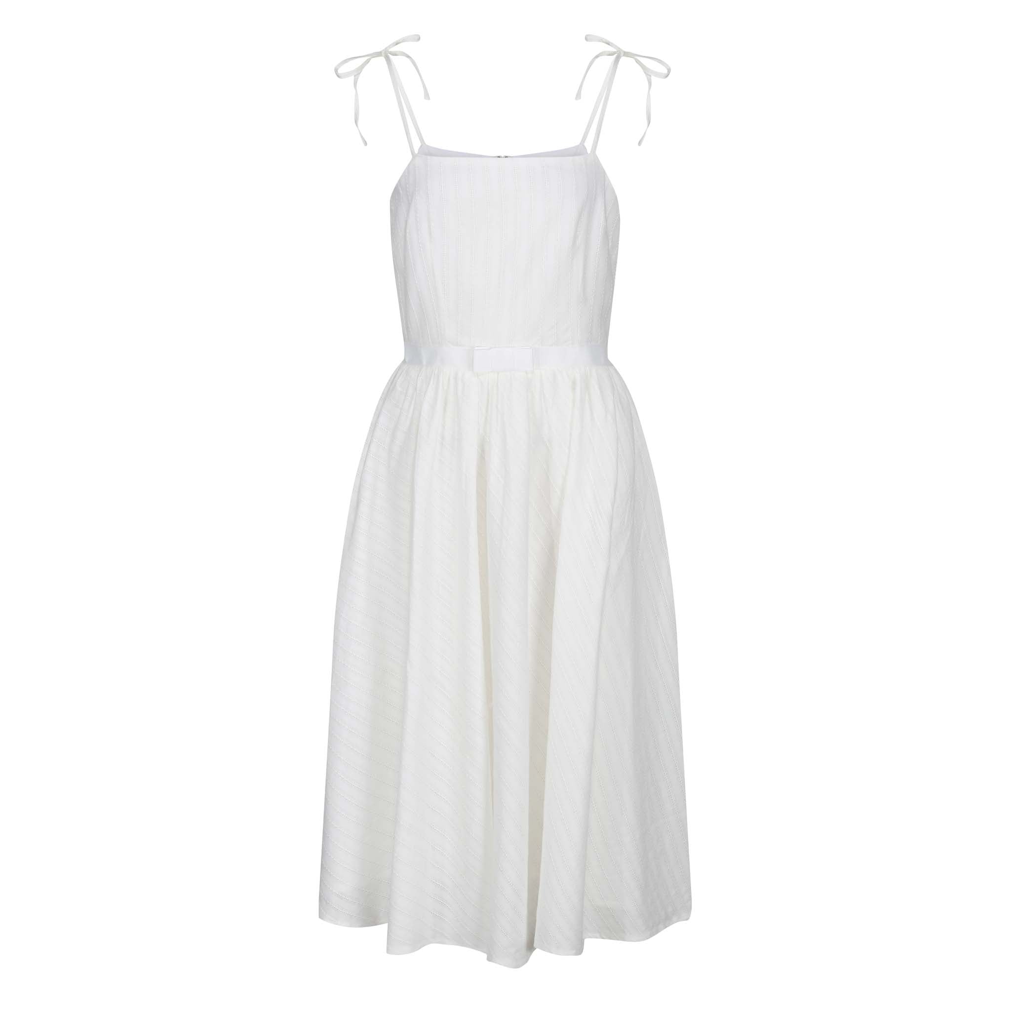 Ivory White Cotton Shoulder Strap Summer Swing Dress – Pretty Kitty Fashion