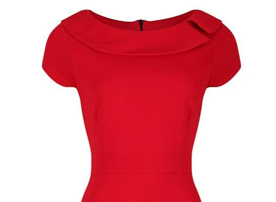 Red Luxury Boatneck Collar Pencil Wiggle Dress
