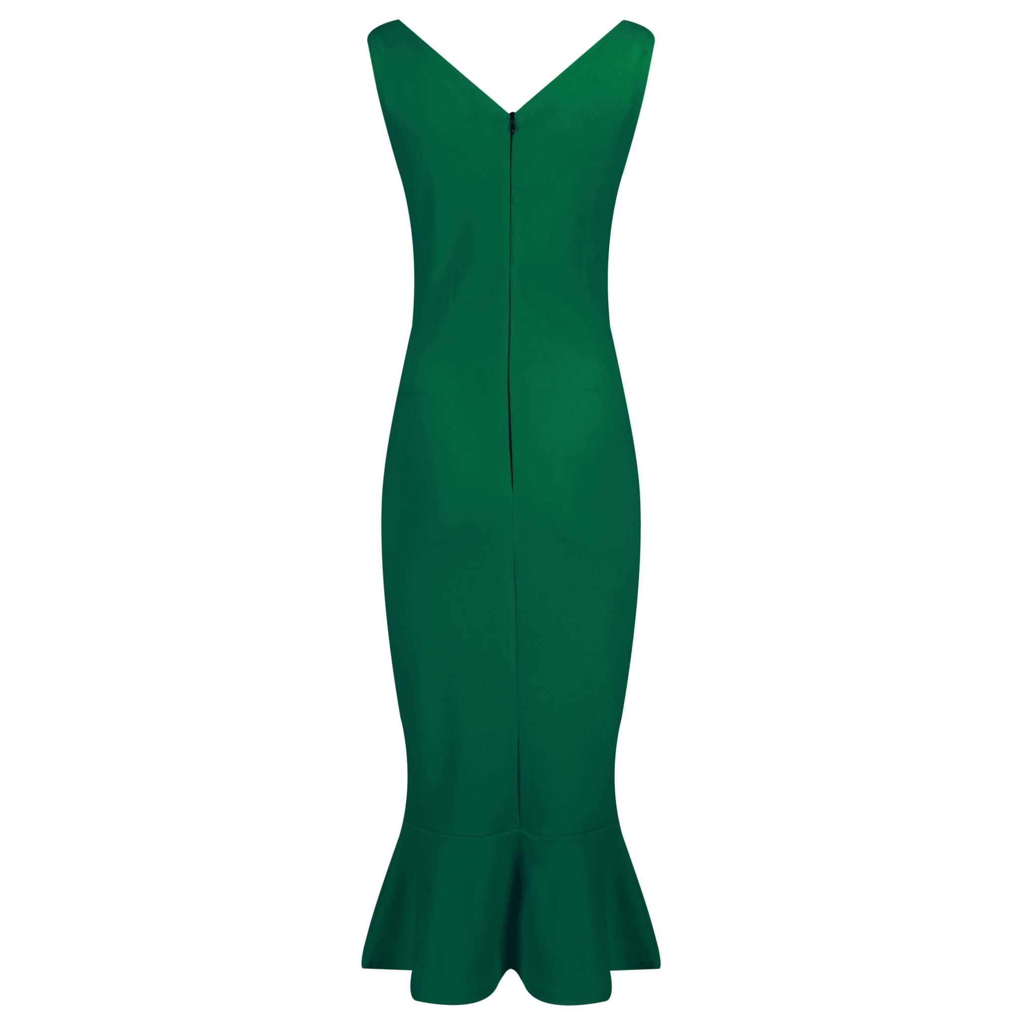 Green Sleeveless Peplum Hem Bodycon Wiggle Party Dress