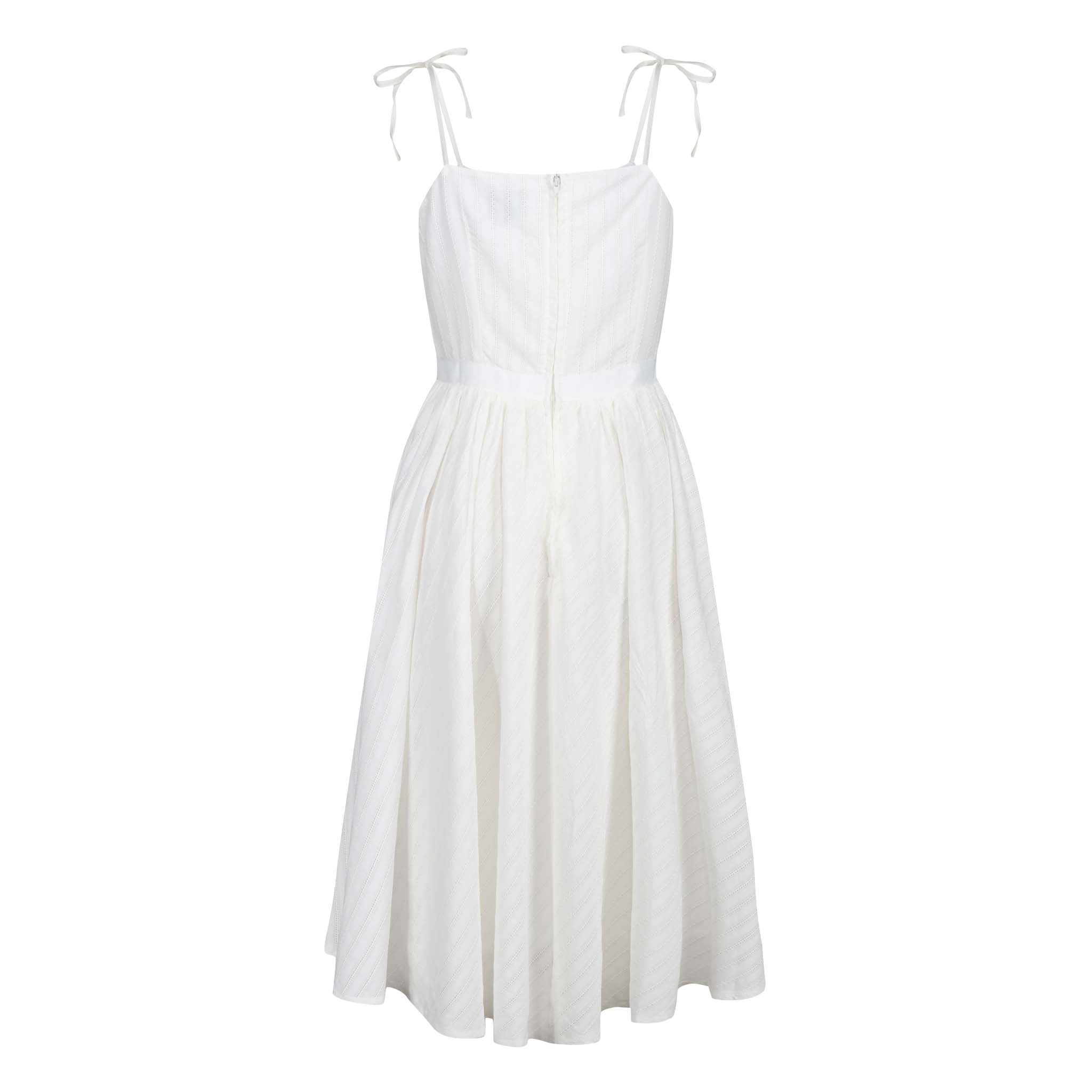 Ivory White Cotton Shoulder Strap Summer Swing Dress – Pretty Kitty Fashion