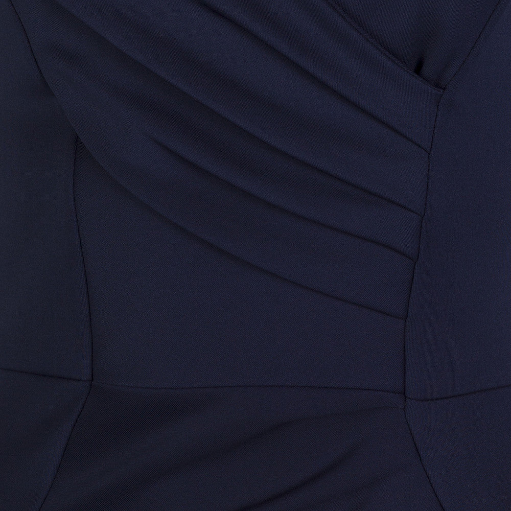 Navy Blue Capped Sleeve Bodycon Wiggle Dress - Pretty Kitty Fashion