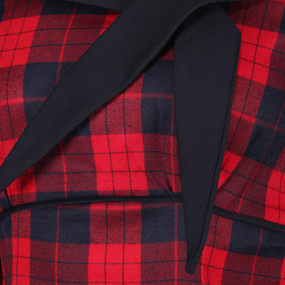 Red and Black Check 3/4 Sleeve Bow Neck 40s Wiggle Dress - Pretty Kitty Fashion