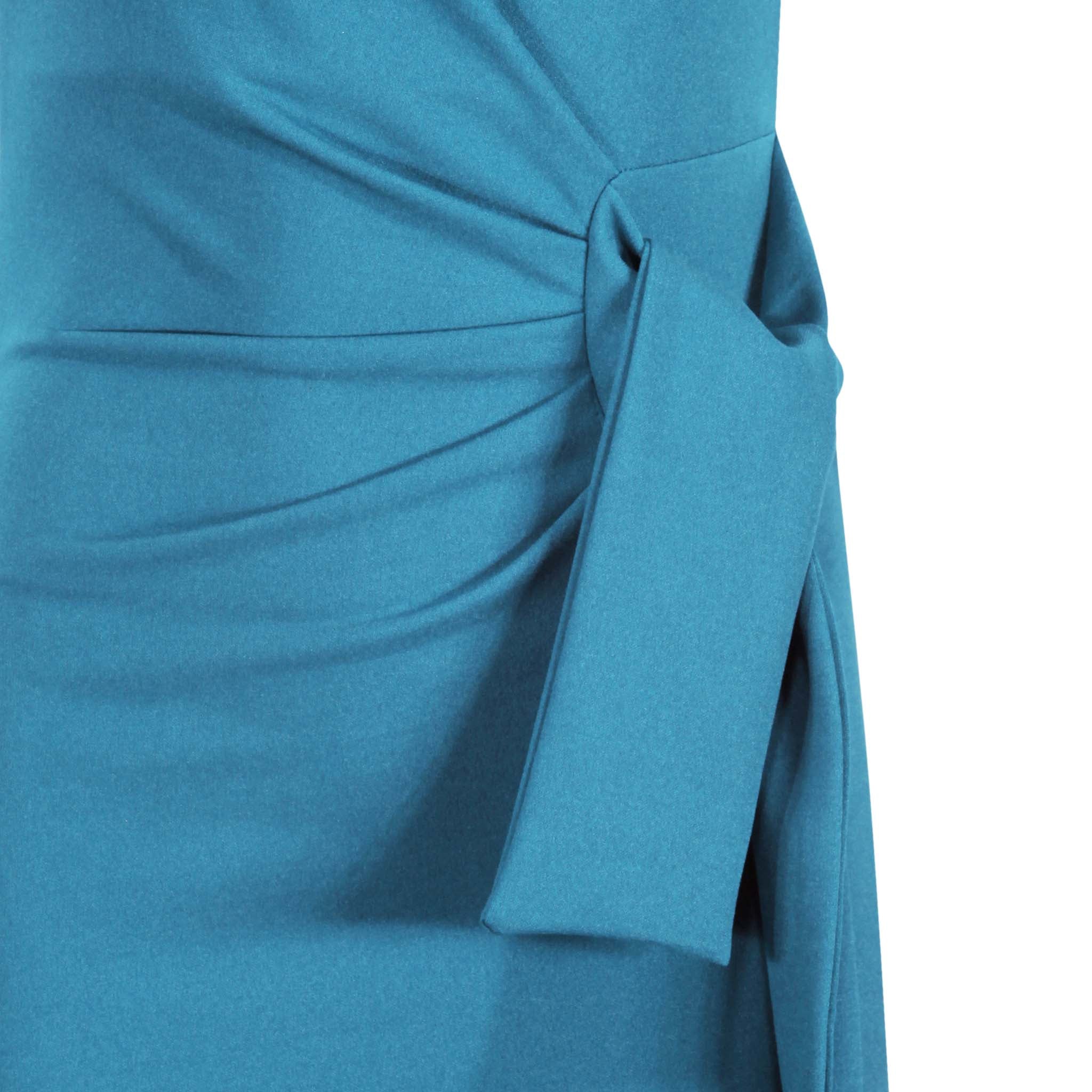 Pretty Blue Short Sleeve Ruched Tie Bodycon Pencil Dress