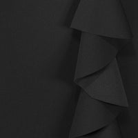 Black 3/4 Sleeve Empire Waist Waterfall Ruffle Wiggle Pencil Dress - Pretty Kitty Fashion