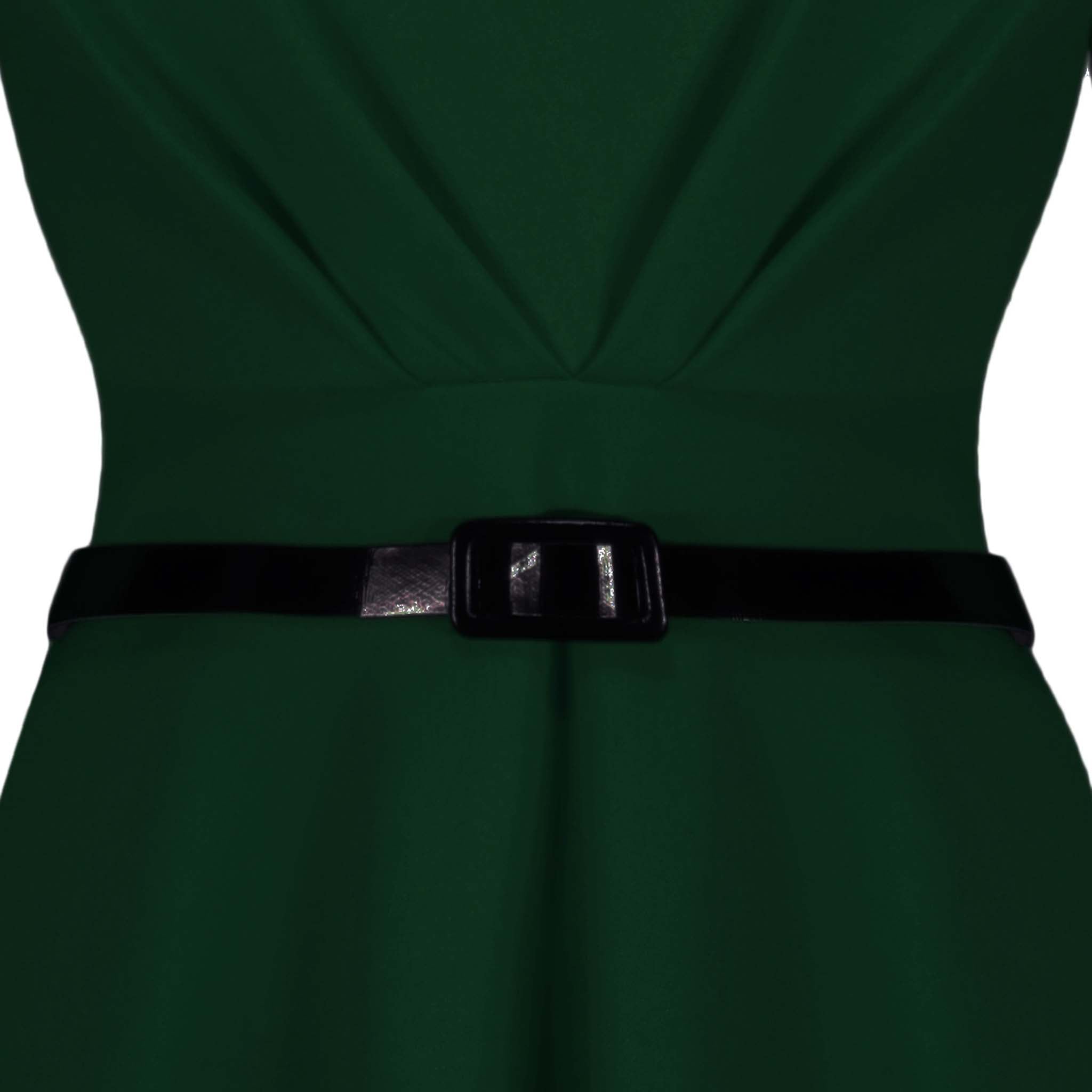 Forest Green 3/4 Sleeve Belted 50s Swing Dress