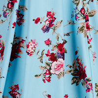 Sky Blue Vintage Floral Blossom Rockabilly 50s Swing Dress - Pretty Kitty Fashion