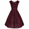 Jolie Moi Wine Red Embroidered Lace Sweetheart Neck 50s Swing Dress - Pretty Kitty Fashion