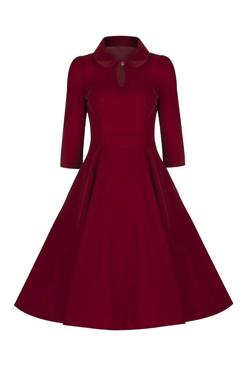 Burgundy Red Vintage Velvet 3/4 Sleeve Dress – Pretty Kitty Fashion