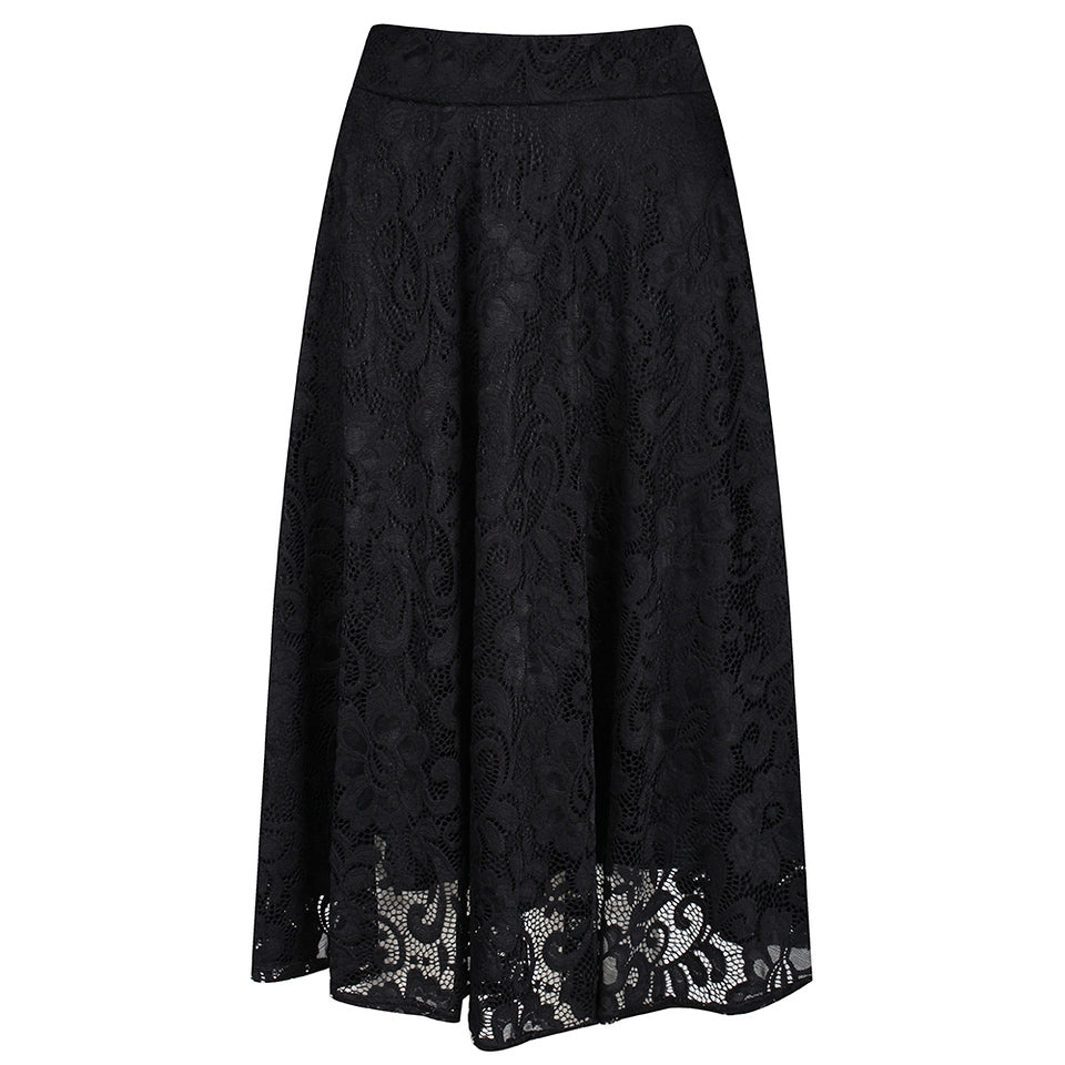 Black Lace Lined Vintage Swing Skirt - Pretty Kitty Fashion