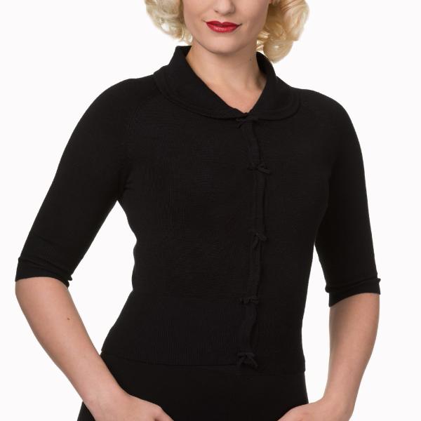 Black Short Sleeve Crop Collar Cardigan - Pretty Kitty Fashion