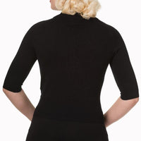 Black Short Sleeve Crop Collar Cardigan - Pretty Kitty Fashion