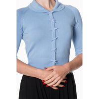 Pastel Blue Short Sleeve Crop Collar Cardigan - Pretty Kitty Fashion