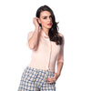 Nude Pink Short Sleeve Crop Collar Cardigan - Pretty Kitty Fashion