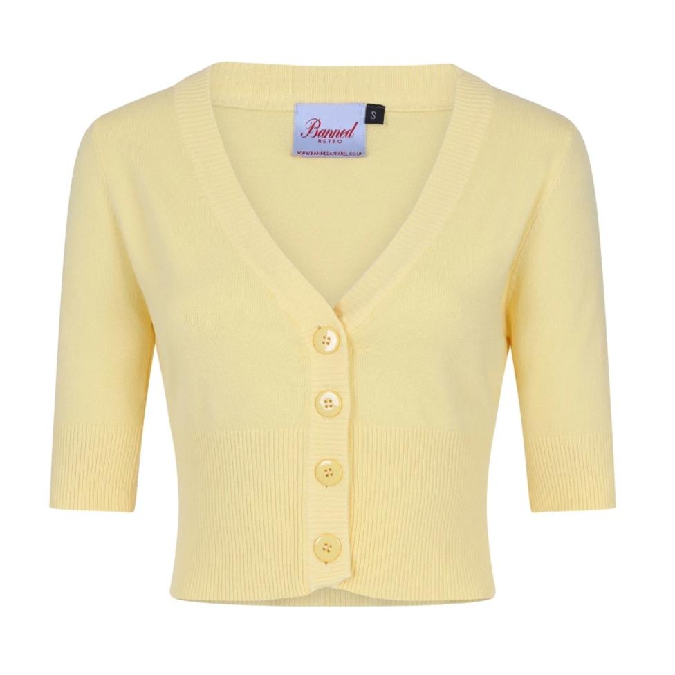 Vintage Half Sleeve Yellow Cardigan - Pretty Kitty Fashion