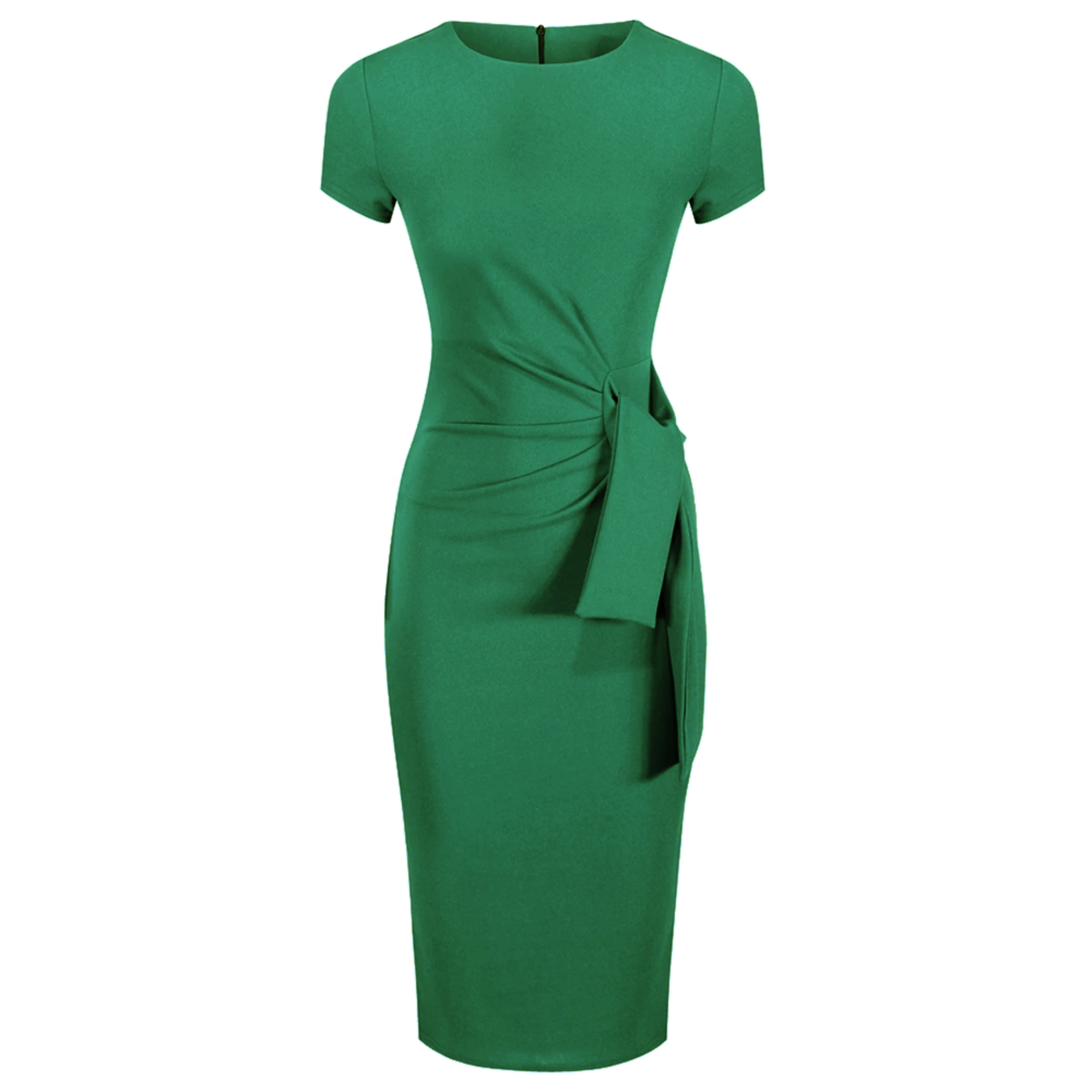 Pretty Blue Short Sleeve Ruched Tie Bodycon Pencil Dress - Pretty Kitty Fashion